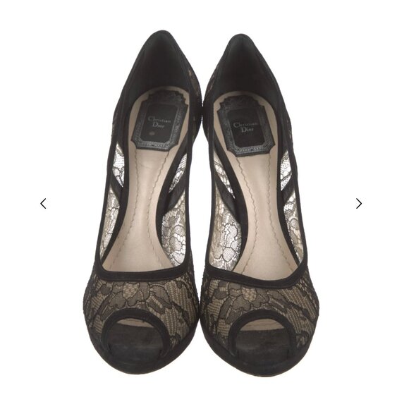 Dior Black Lace Peep-Toe Heels - Picture 10 of 14